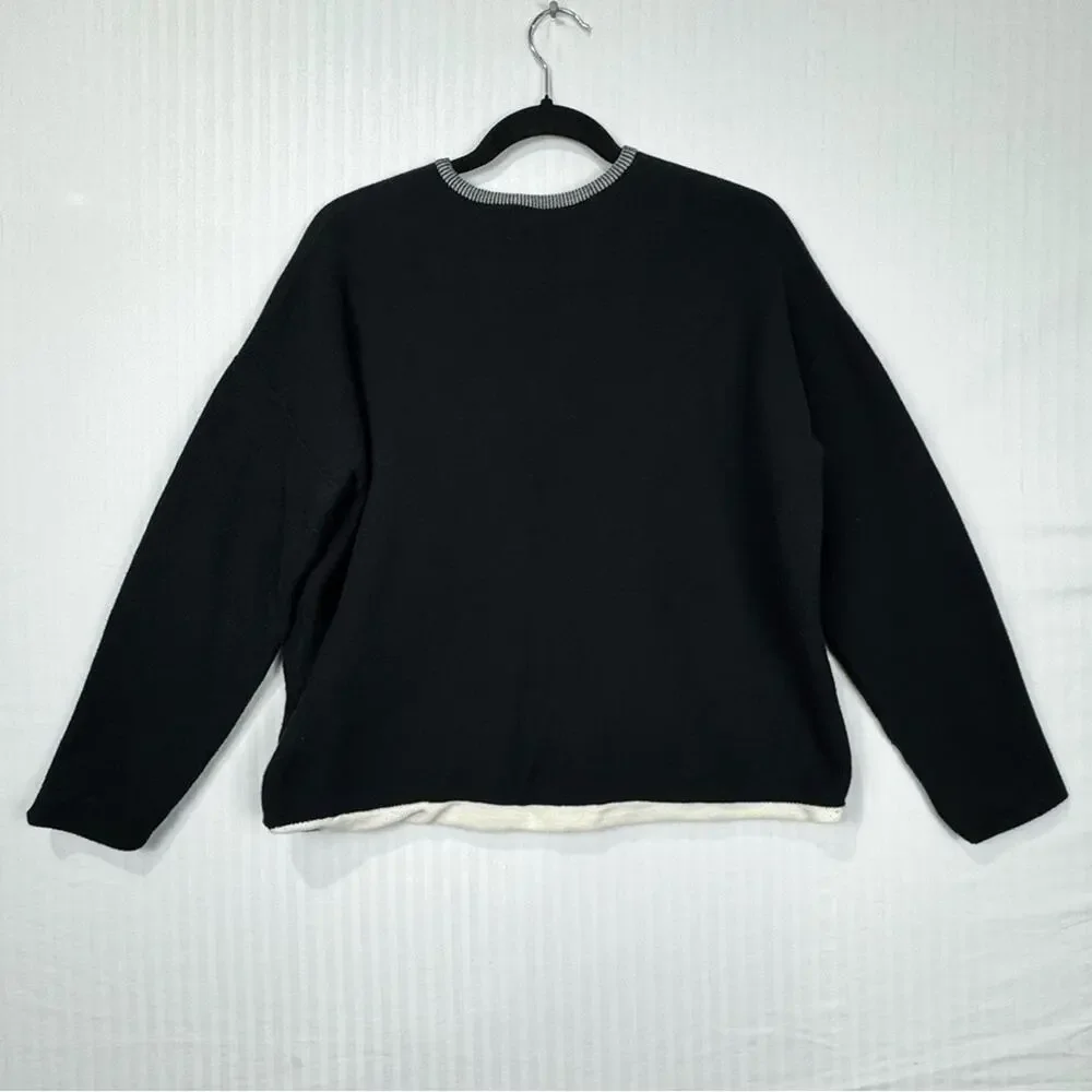 Eileen Fisher Black Full-Zip Cardigan Sweater Jacket Size Medium Organic Cotton - Picture 6 of 6